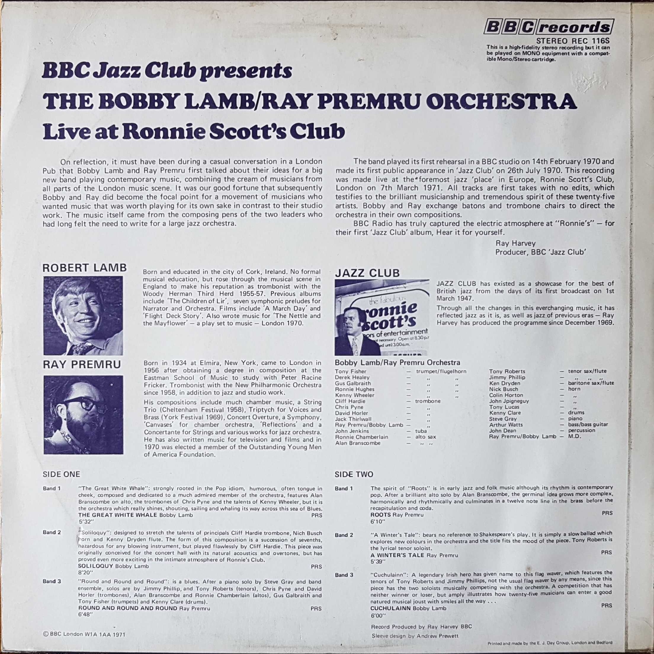 Picture of REC 116 BBC jazz club by artist Various from the BBC records and Tapes library